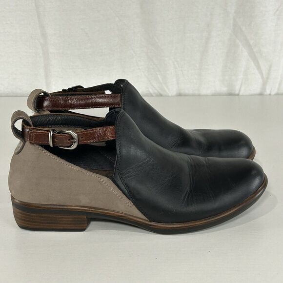 Naot Shoes - Naot Kamsin Black Taupe Leather Nubuck Ankle Bootie Shoes US 6.5 EU 37